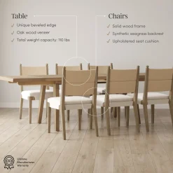 Extendable Bohemian Seagrass Dining Table Set (6 Chairs)