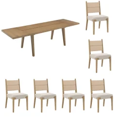 Extendable Bohemian Seagrass Dining Table Set (6 Chairs)