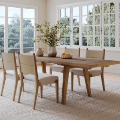 Extendable Bohemian Seagrass Dining Table Set (4 Chairs)