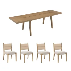 Extendable Bohemian Seagrass Dining Table Set (4 Chairs)