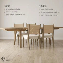 Extendable Bohemian Seagrass Dining Table Set (4 Chairs)
