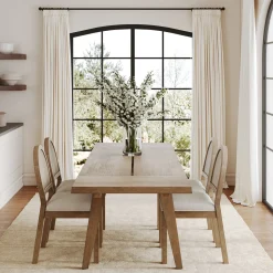 Extendable Boho Rattan Dining Table Set (4 Chairs)