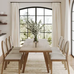 Extendable Boho Rattan Dining Table Set (6 Chairs)