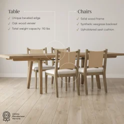 Extendable Flax Dining Table Set (4 Chairs)