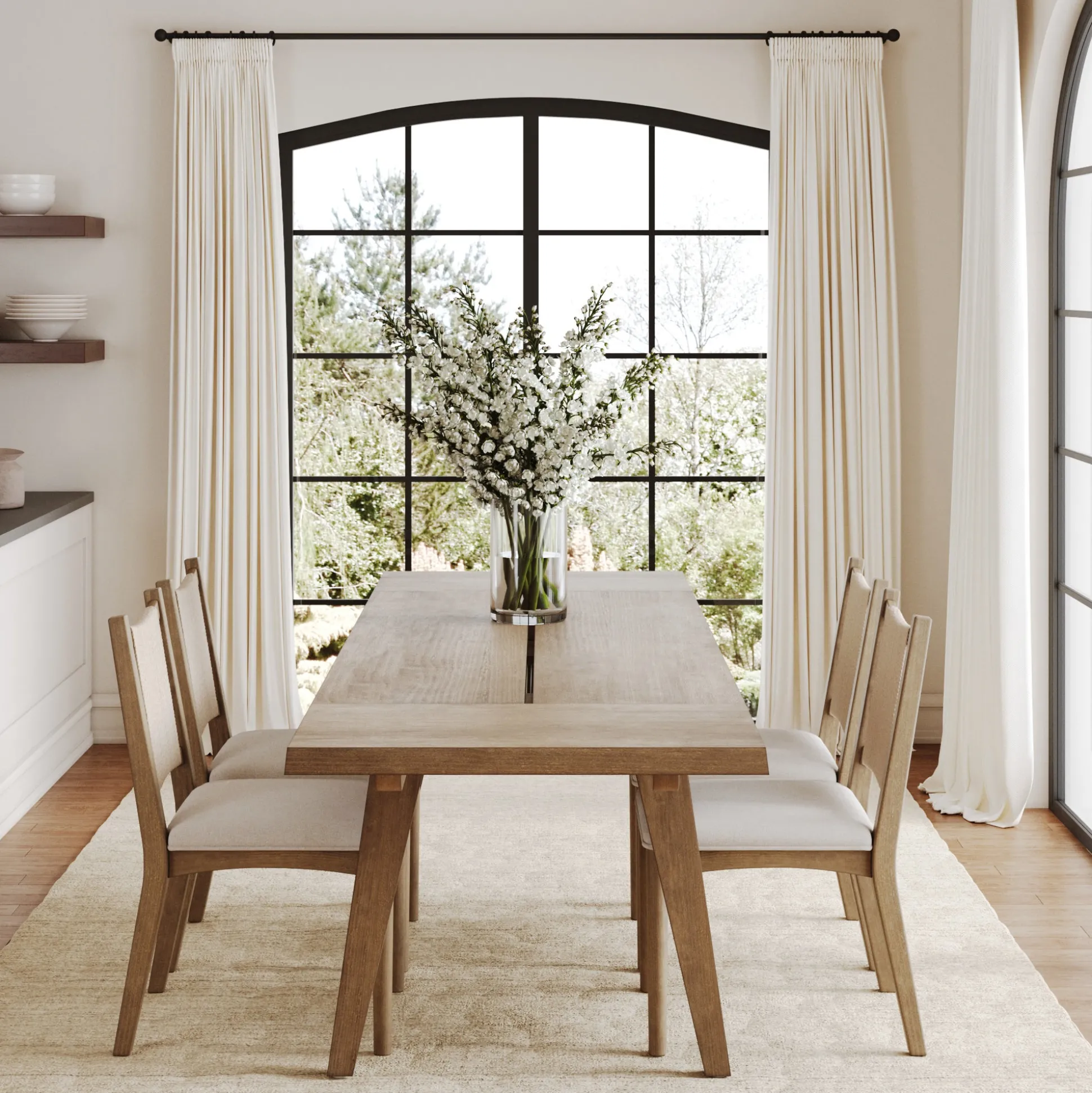 Extendable Flax Dining Table Set (4 Chairs)