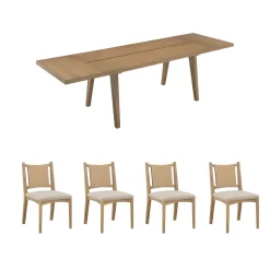 Extendable Flax Dining Table Set (4 Chairs)
