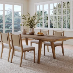 Extendable Flax Dining Table Set (4 Chairs)