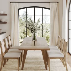 Extendable Flax Dining Table Set (6 Chairs)