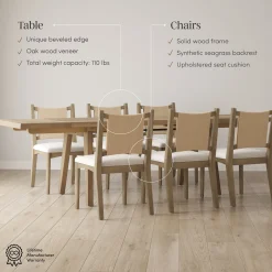 Extendable Flax Dining Table Set (6 Chairs)