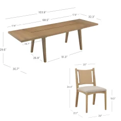 Extendable Flax Dining Table Set (6 Chairs)