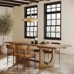 Extendable Mid-Century Faux Leather Dining Table Set (4 Chairs)