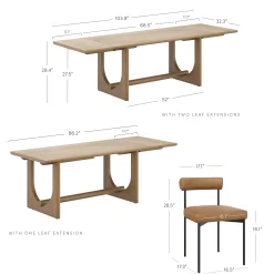 Extendable Mid-Century Faux Leather Dining Table Set (6 Chairs)