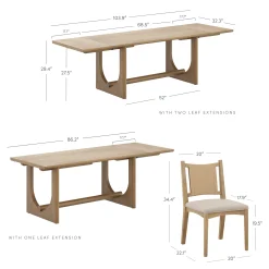 Extendable Mid-Century Flax Dining Table Set (8 Chairs)