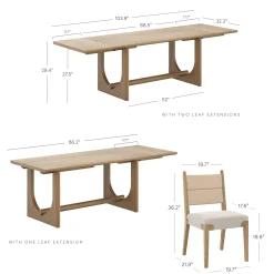 Extendable Mid-Century Seagrass Dining Table Set (6 Chairs)