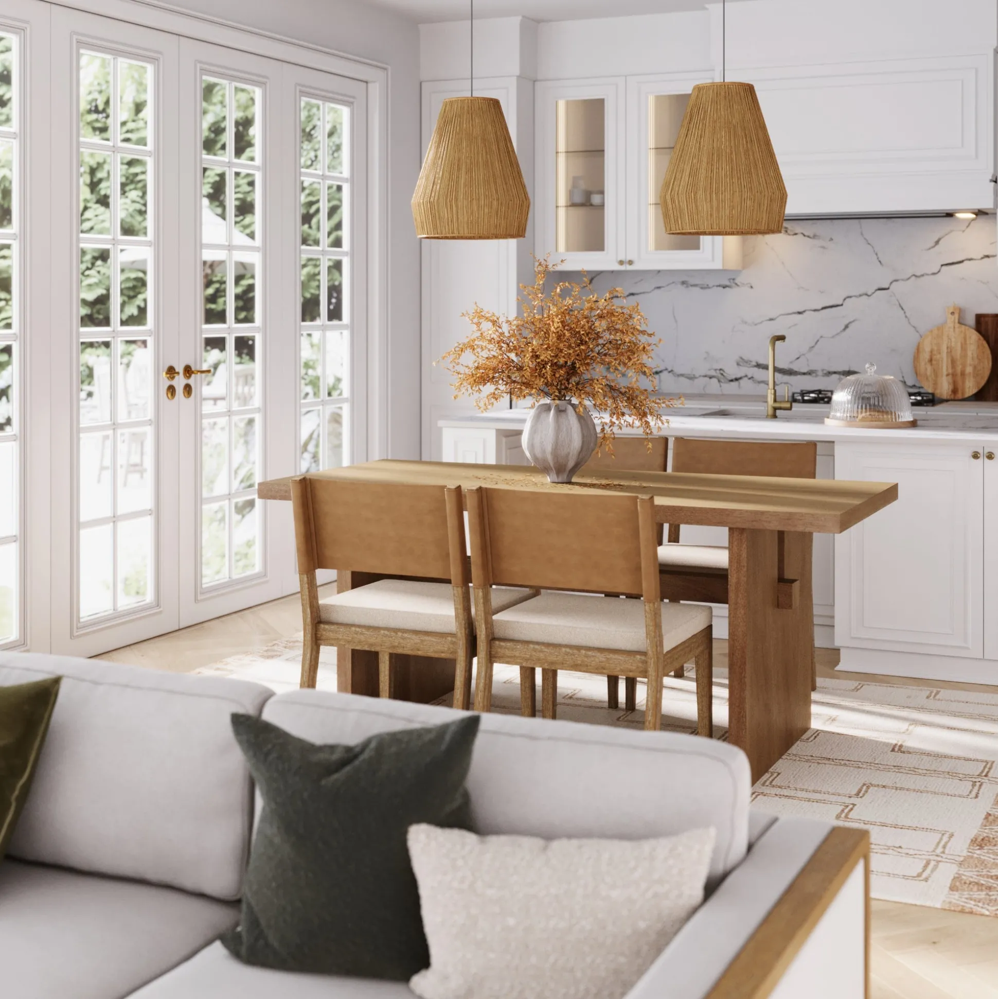Farmhouse Dining Set (4 Chairs)