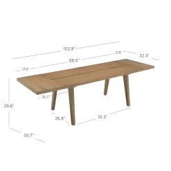 Farmhouse Wooden Dining Table with Leaf Extension Light Brown