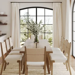 Farmhouse Wooden Dining Table with Leaf Extension Light Brown