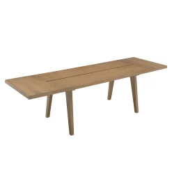 Farmhouse Wooden Dining Table with Leaf Extension Light Brown