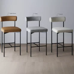 Faux Leather Counter Height Bar Stools Brown (Set of 2)
