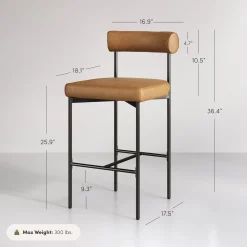 Faux Leather Counter Height Bar Stools Brown (Set of 2)