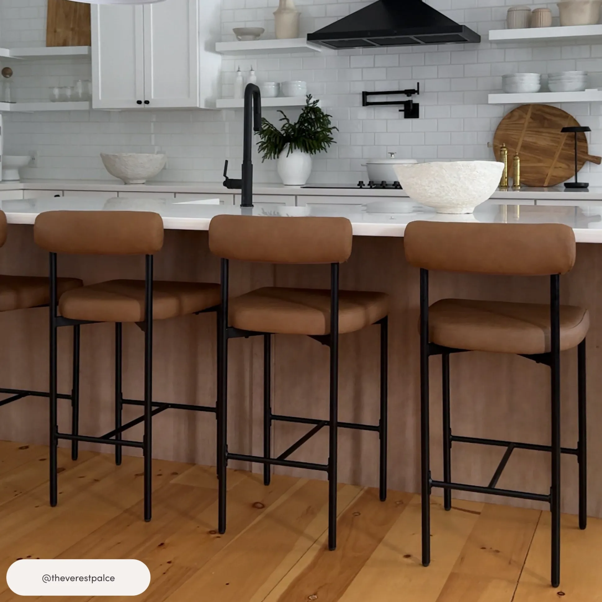 Faux Leather Counter Height Bar Stools Brown (Set of 2)