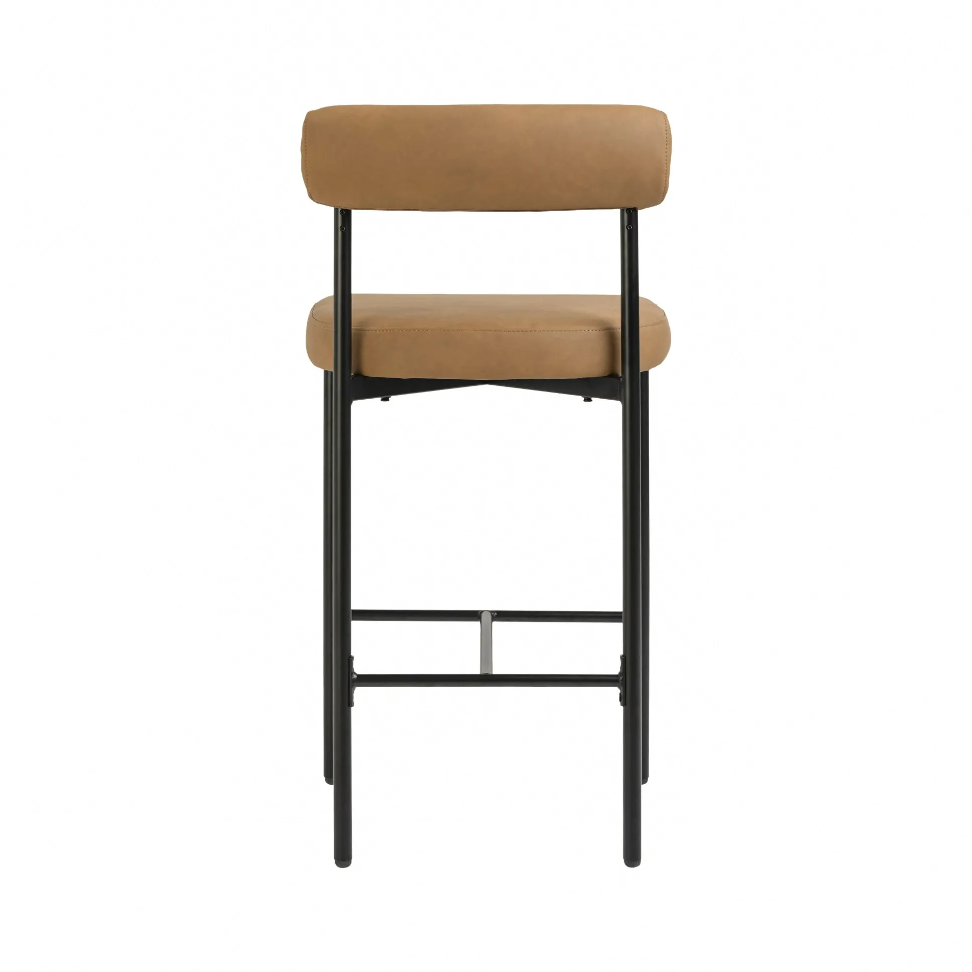 Faux Leather Counter Height Bar Stools Brown (Set of 2)