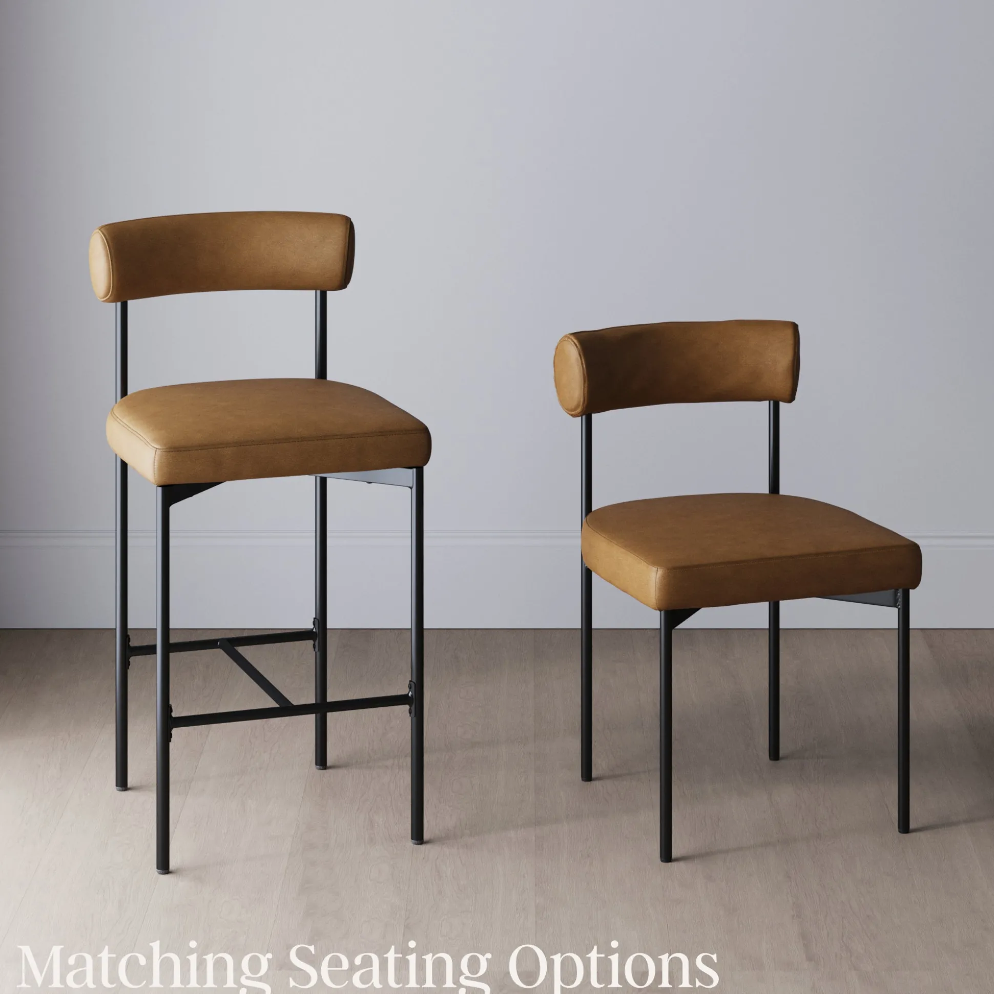 Faux Leather Counter Height Bar Stools Brown (Set of 2)