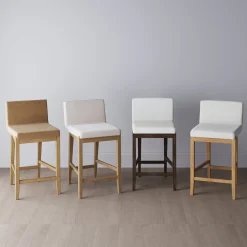 Faux Leather Counter Height Bar Stools Light Brown (Set of 2)