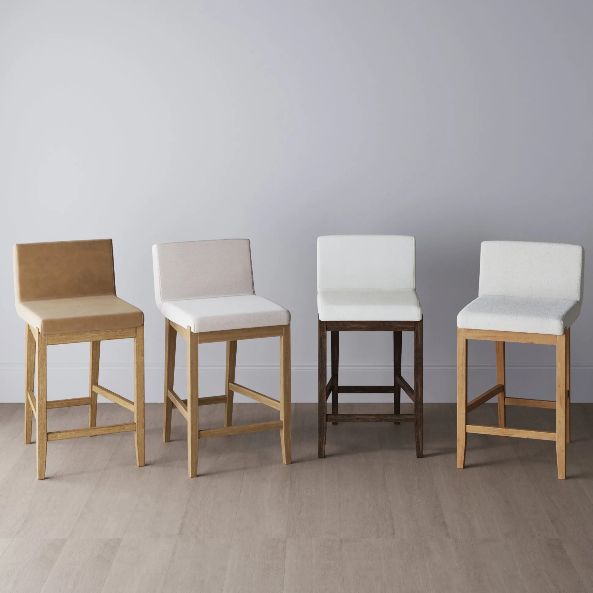 Faux Leather Counter Height Bar Stools Light Brown (Set of 2)
