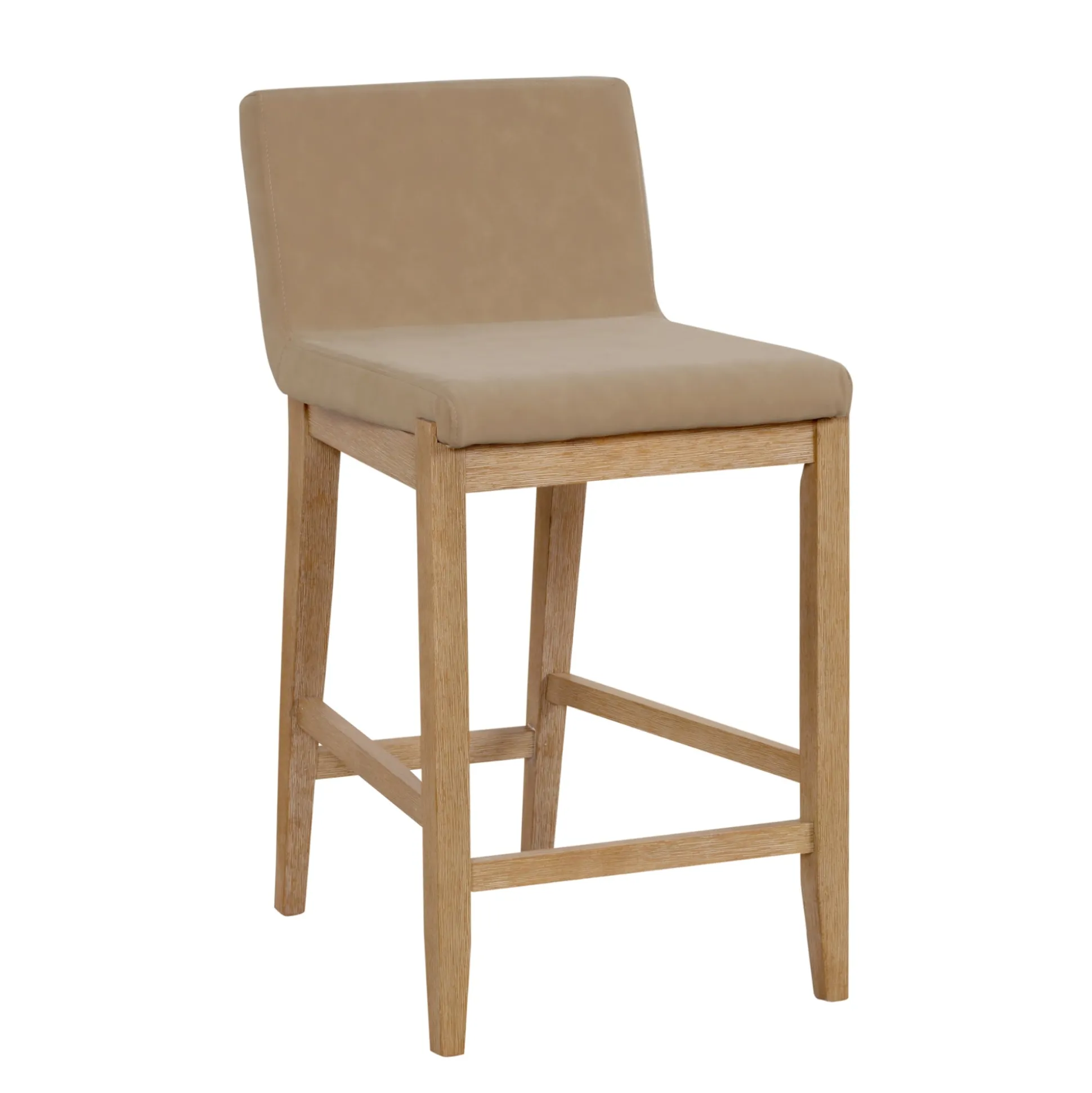 Faux Leather Counter Height Bar Stools Light Brown (Set of 2)