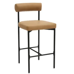 Faux Leather Counter Height Bar Stool Brown