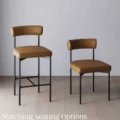 Faux Leather Counter Height Bar Stool Brown