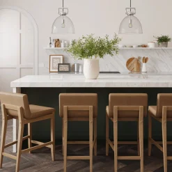 Faux Leather Counter Height Bar Stools Light Brown (Set of 4)
