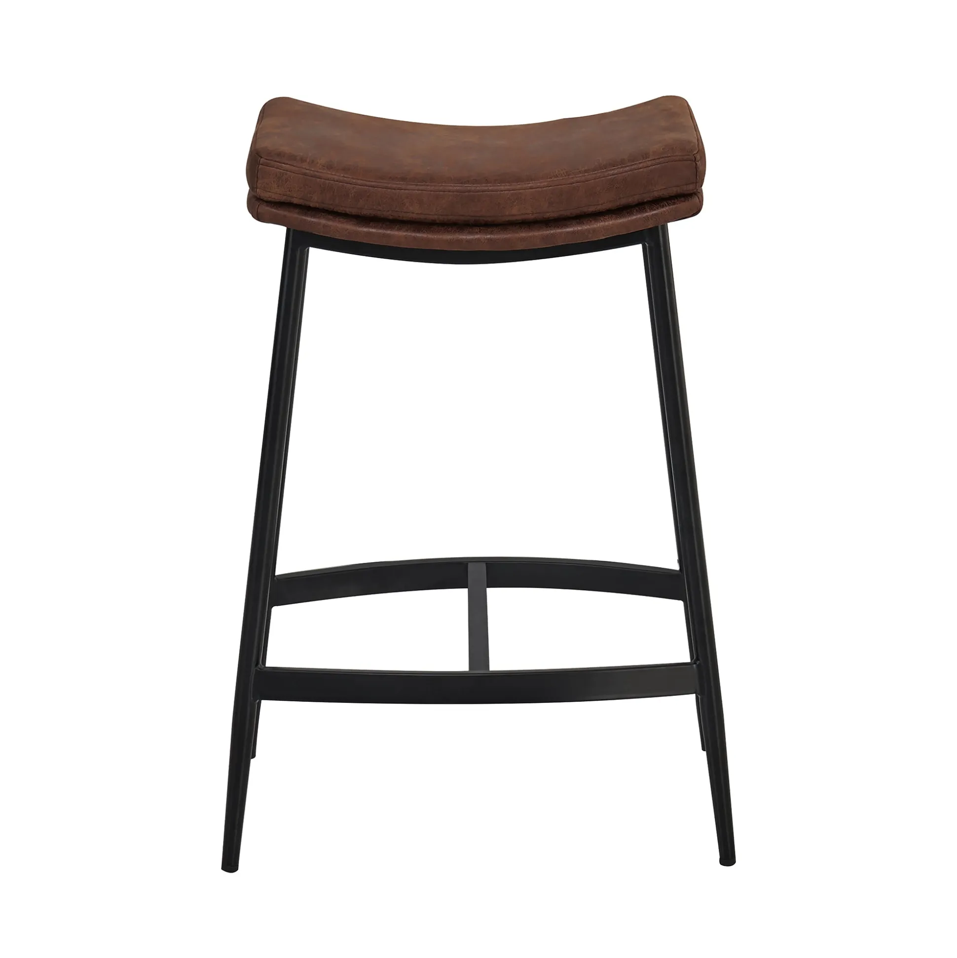 Faux Leather Counter Height Saddle Bar Stools (Set of 2)