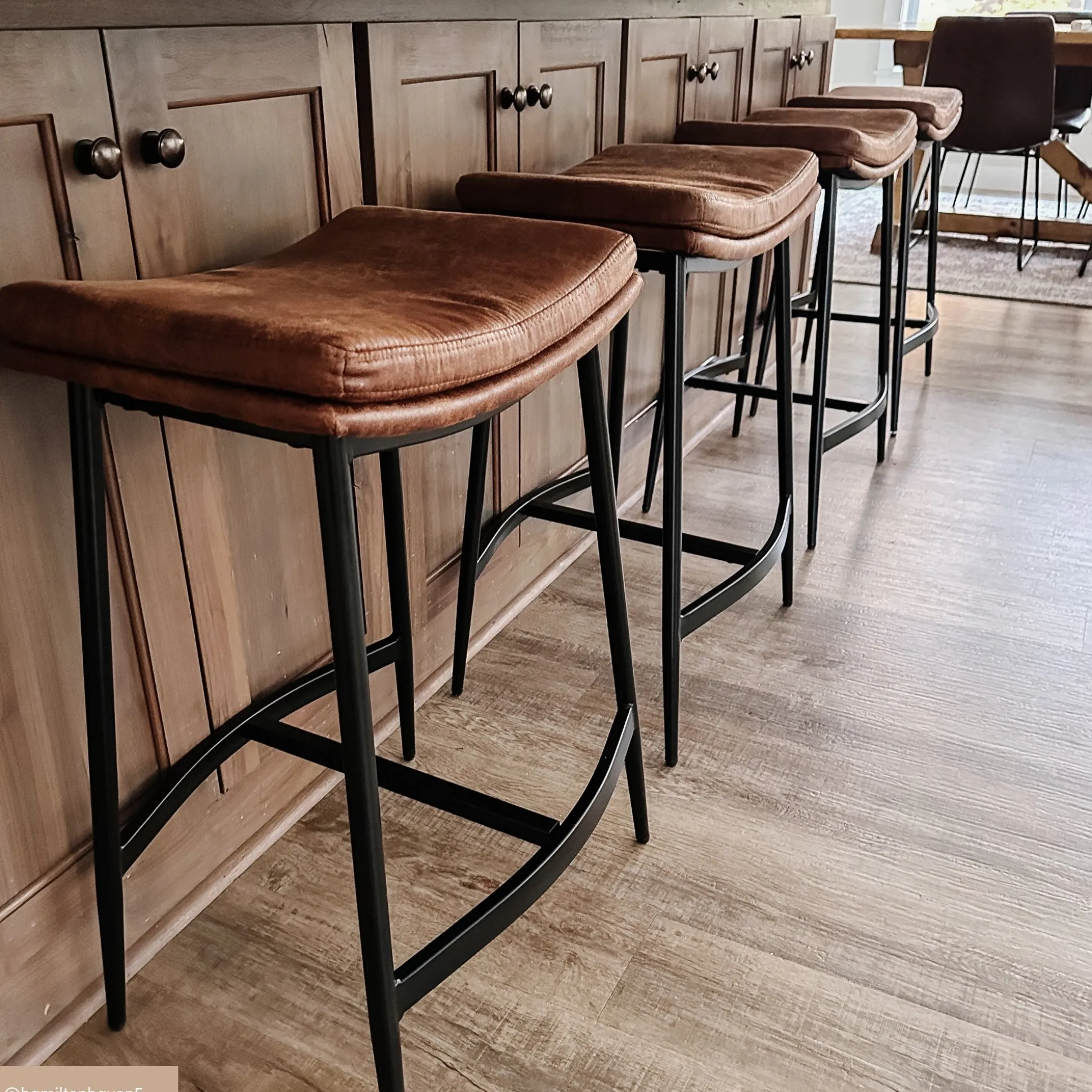 Faux Leather Counter Height Saddle Bar Stools (Set of 4)