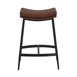 Faux Leather Counter Height Saddle Bar Stool