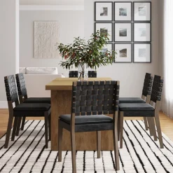 Faux Leather Dining Chairs Black (Set of 6)