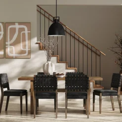 Faux Leather Dining Chairs Black (Set of 6)