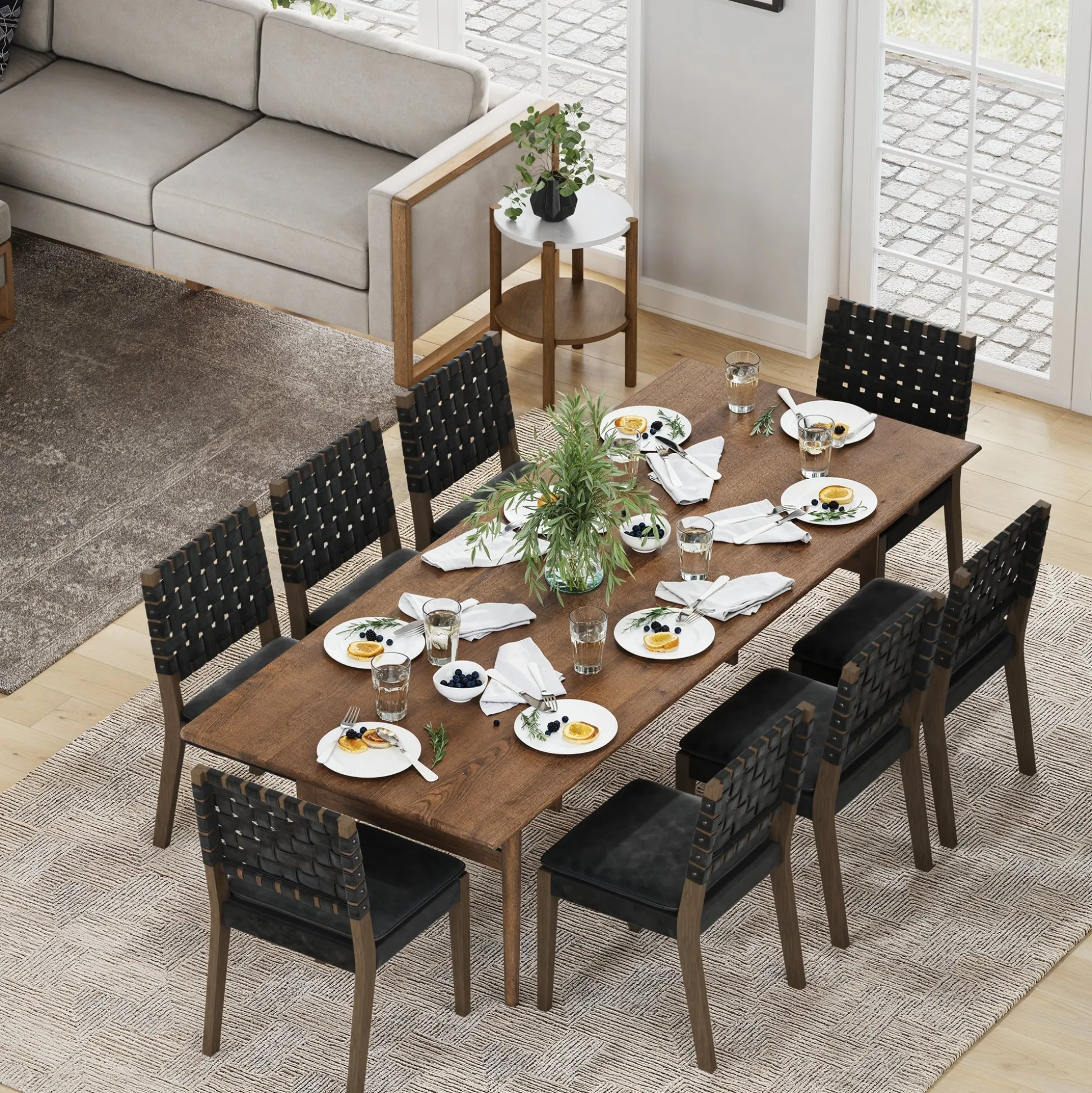 Faux Leather Dining Chairs Black (Set of 8)