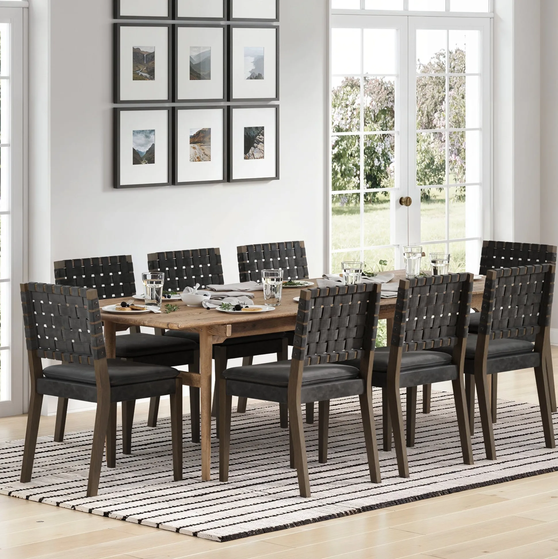 Faux Leather Dining Chairs Black (Set of 8)