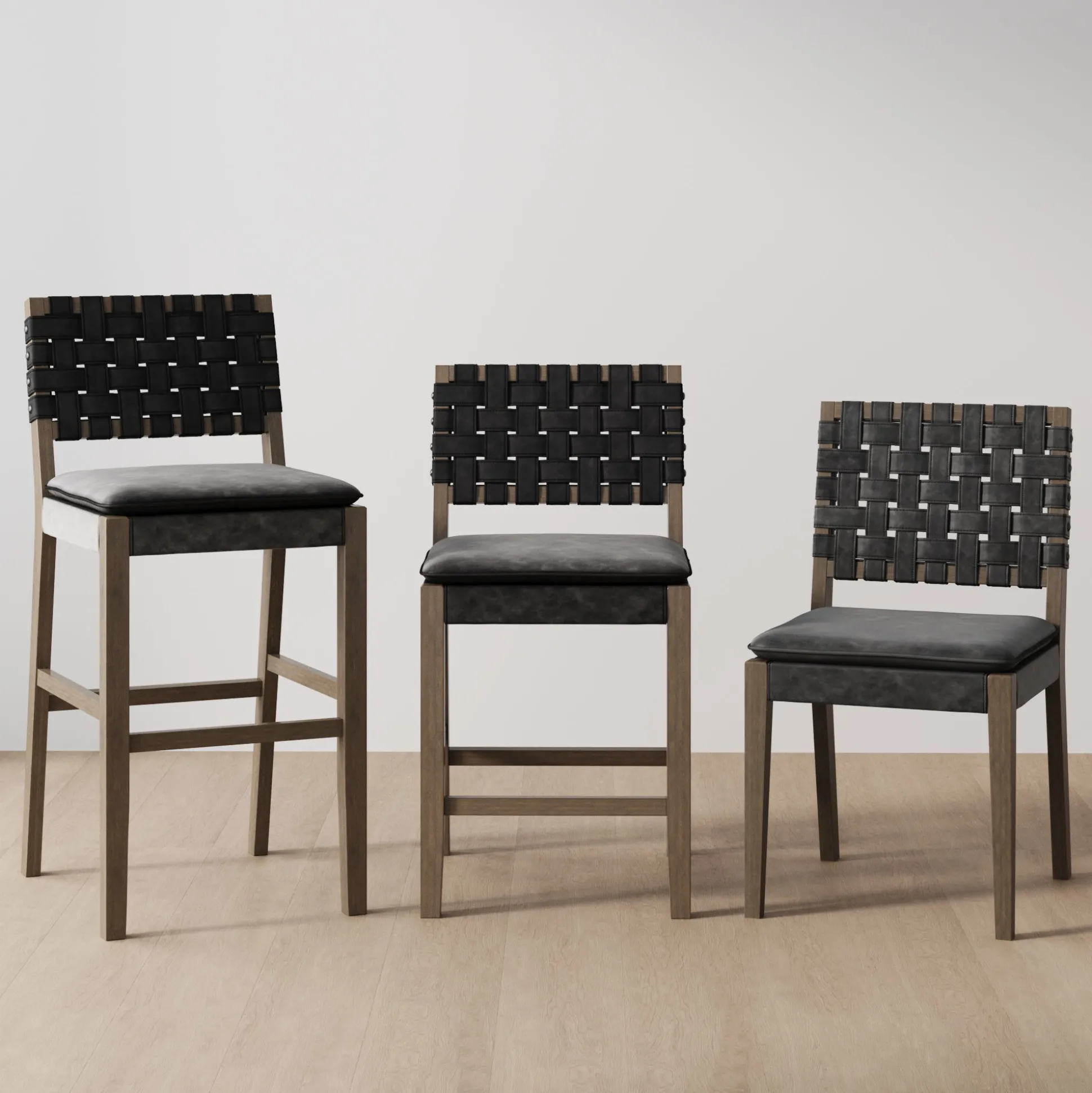 Faux Leather Dining Chairs Black (Set of 8)