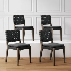 Faux Leather Dining Chairs Black (Set of 4)
