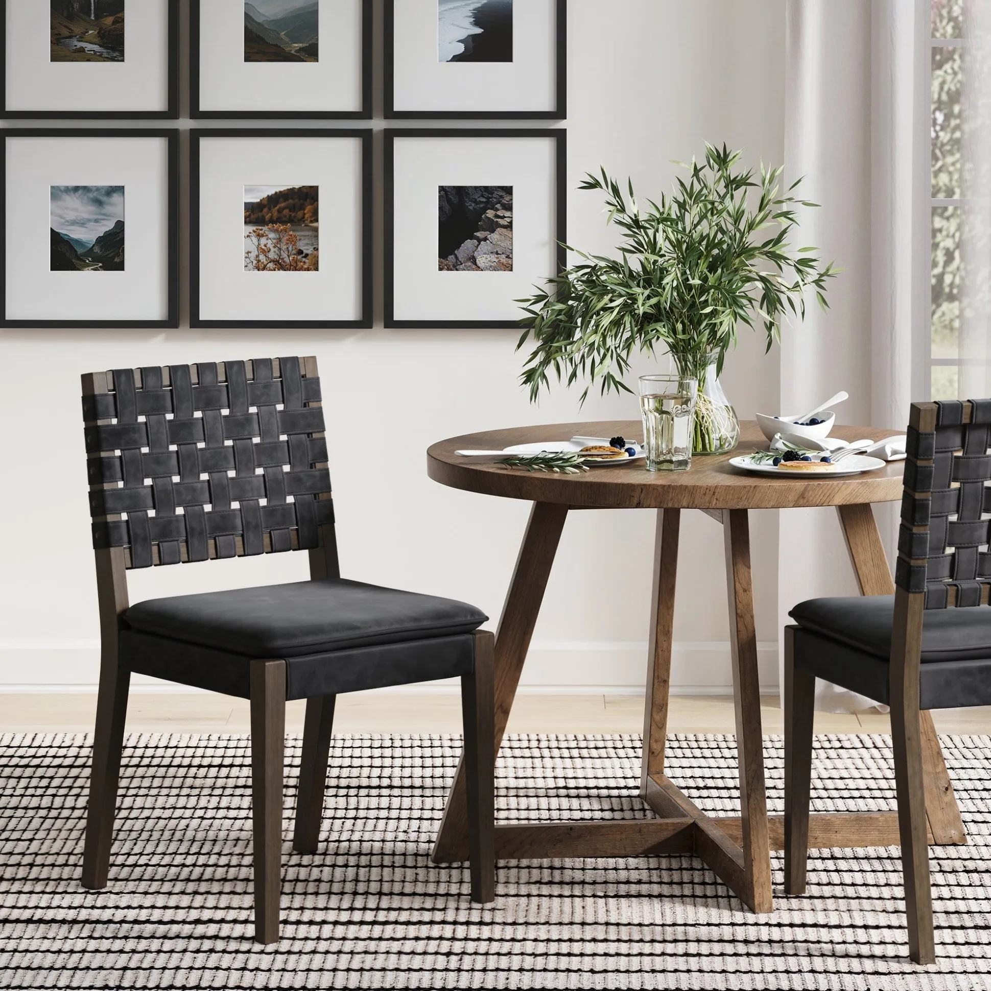 Faux Leather Dining Chairs Black (Set of 2)