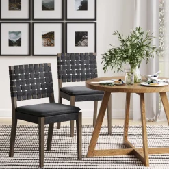 Faux Leather Dining Chairs Black (Set of 2)