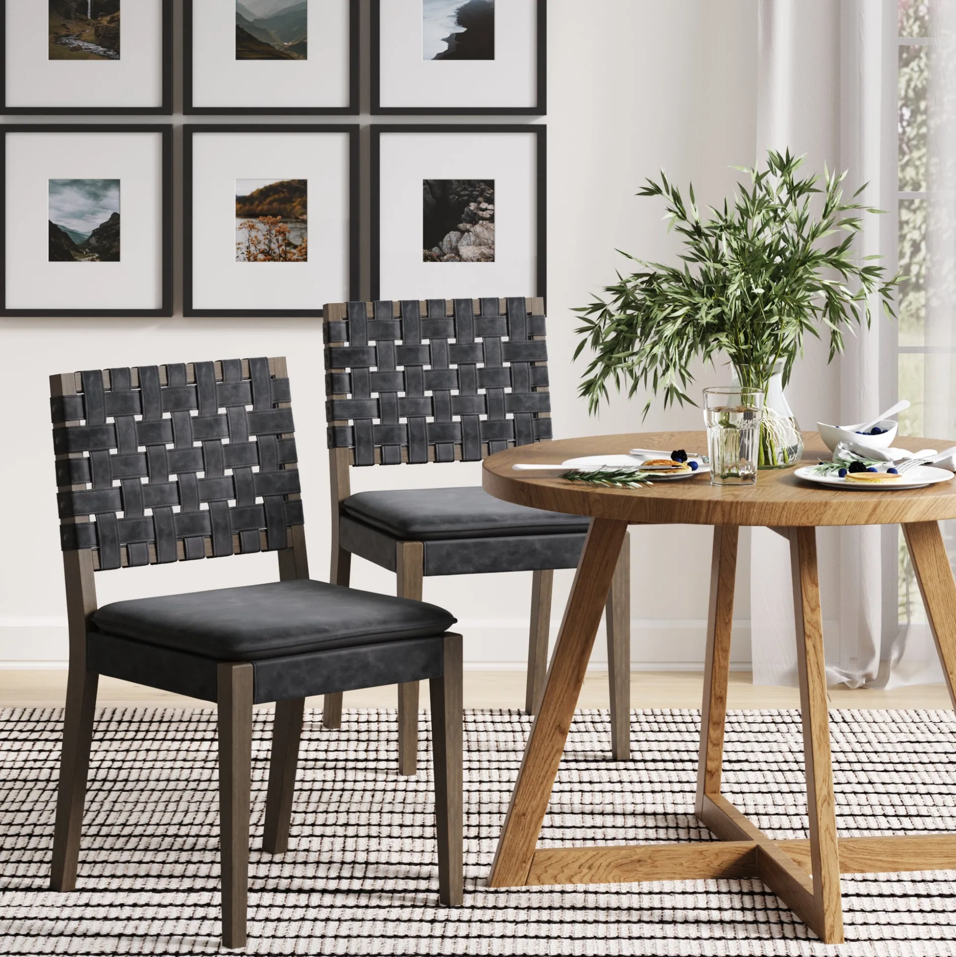 Faux Leather Dining Chairs Black (Set of 2)