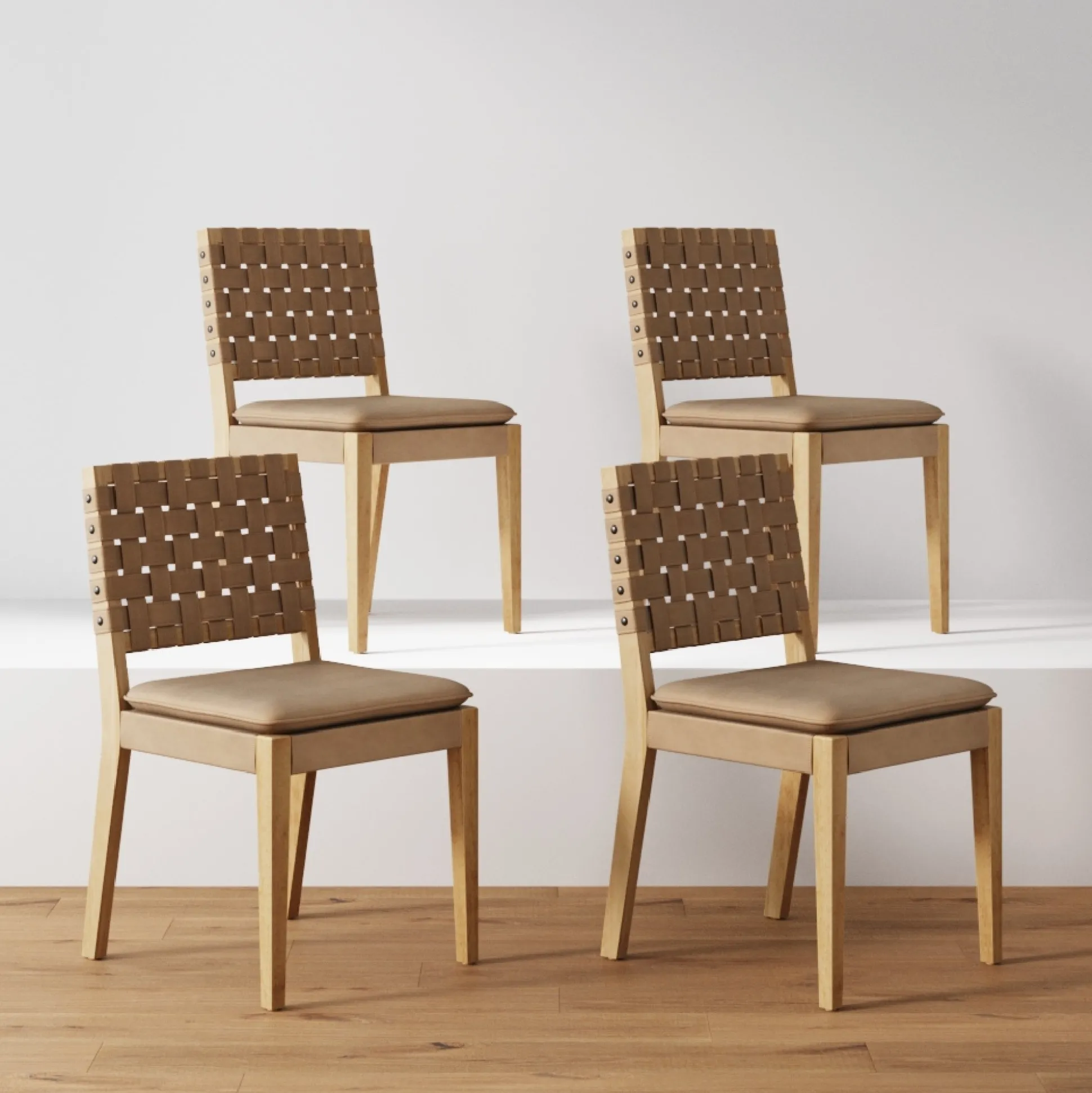 Faux Leather Dining Chairs Light Brown (Set of 4)