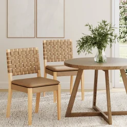 Faux Leather Dining Chairs Light Brown (Set of 2)