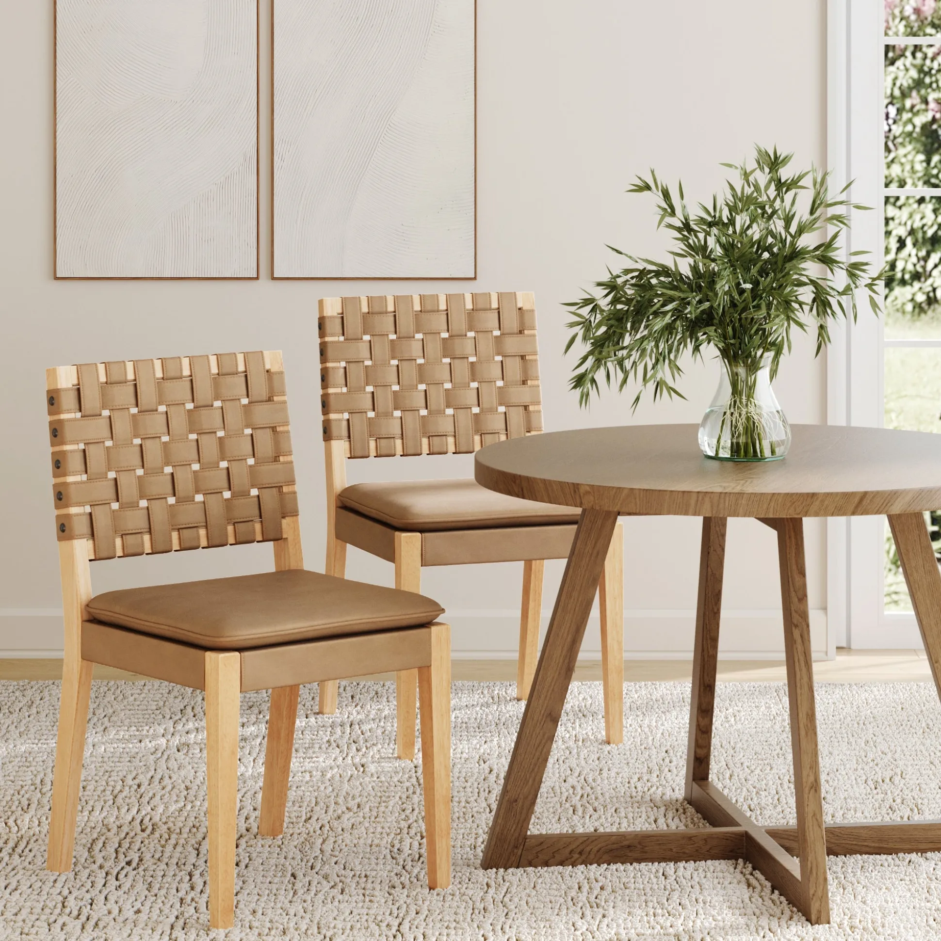 Faux Leather Dining Chairs Light Brown (Set of 2)