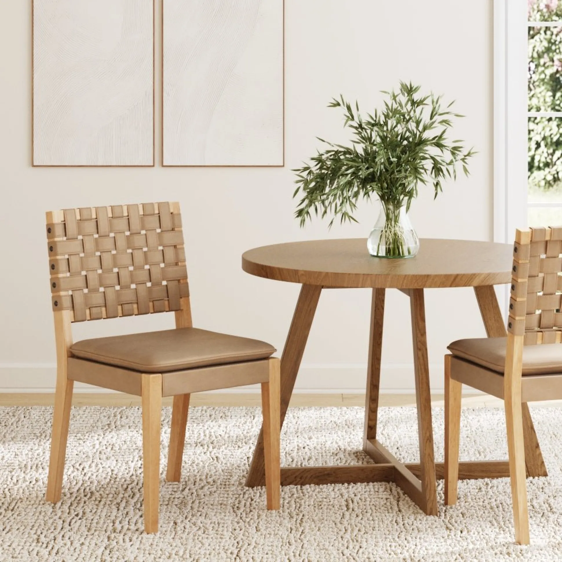 Faux Leather Dining Chairs Light Brown (Set of 2)