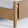 Faux Leather King Bed Frame with 2 Arched Nightstands Set Light Brown